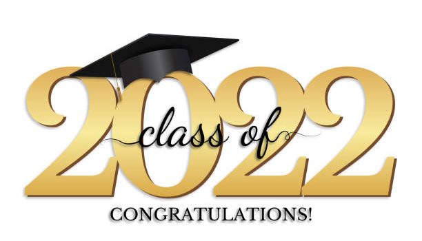 Graduation class of 2022 greeting background. Vector Illustration.